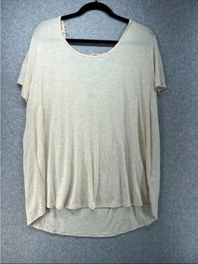 Pink Rose Light Cream Scoop Neck Short Sleeve Tee